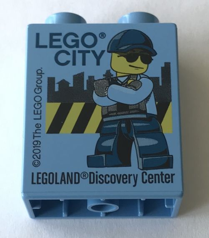 Duplo, Brick 1 x 2 x 2 with LEGO City 2019 LEGOLAND Discovery Center Policeman Pattern