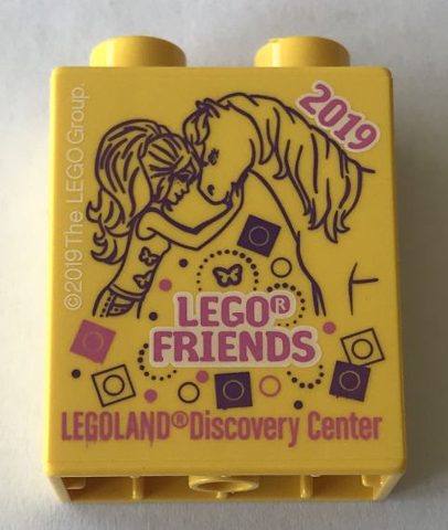 Duplo, Brick 1 x 2 x 2 with LEGO Friends 2019 LEGOLAND Discovery Center Pattern