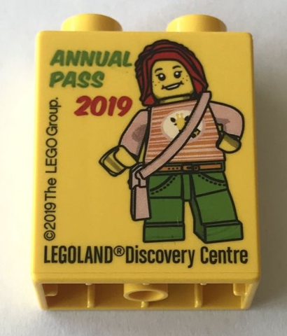 Duplo, Brick 1 x 2 x 2 with Girl Annual Pass 2019 LEGOLAND Discovery Centre Pattern