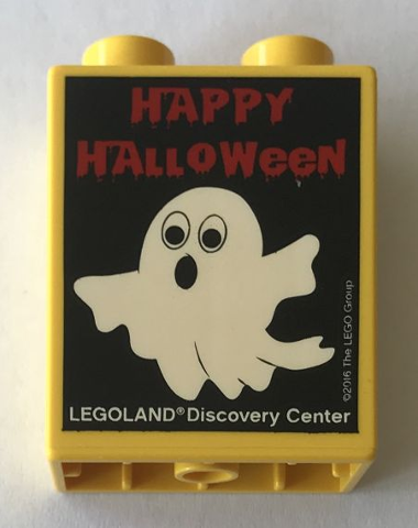 Duplo, Brick 1 x 2 x 2 with LEGOLAND Discovery Center Happy Halloween 2016 Pattern