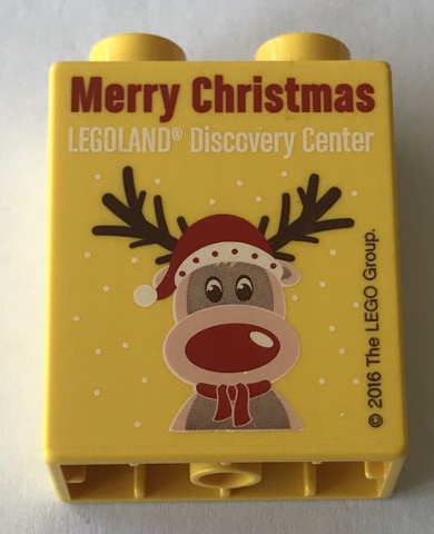 Duplo, Brick 1 x 2 x 2 with LEGOLAND Discovery Center Merry Christmas 2016 Pattern