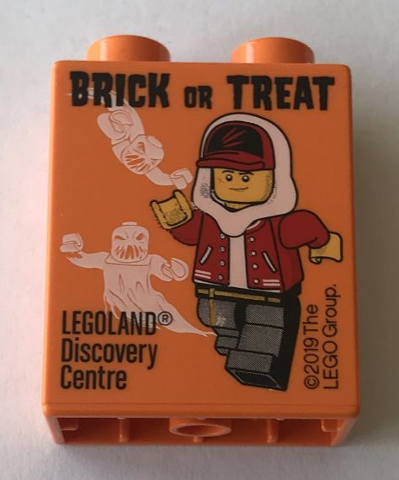 Duplo, Brick 1 x 2 x 2 with 2019 Brick or Treat LEGOLAND Discovery Centre Pattern
