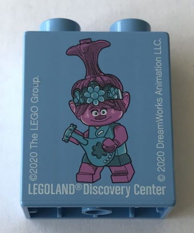Duplo, Brick 1 x 2 x 2 with Poppy Trolls LEGOLAND Discovery Center 2020 Pattern