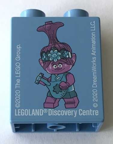 Duplo, Brick 1 x 2 x 2 with Poppy Trolls LEGOLAND Discovery Centre 2020 Pattern