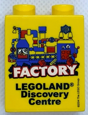 Duplo, Brick 1 x 2 x 2 with LEGOLAND Discovery Centre Factory 2014 Pattern