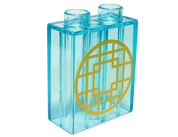 Duplo, Brick 1 x 2 x 2 with Gold Squares in Circle Pattern