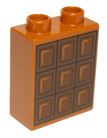 Duplo, Brick 1 x 2 x 2 with Chocolate Bar Pattern