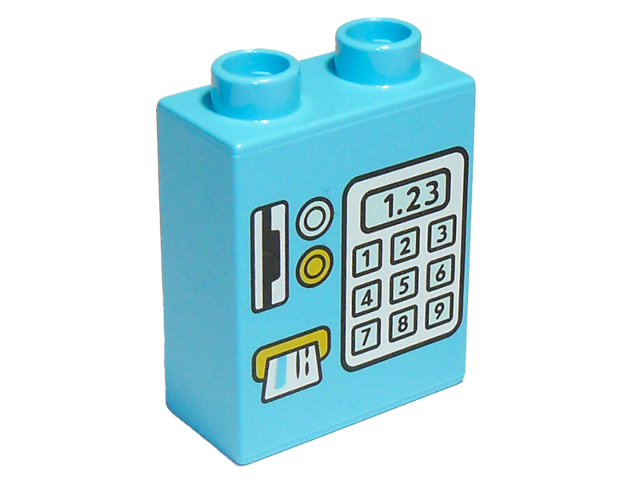 Duplo, Brick 1 x 2 x 2 with Keypad, Card Reader, and '1.23' Display Pattern