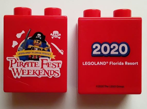 Duplo, Brick 1 x 2 x 2 with LEGOLAND Florida Resort Pirate Fest Weekends 2020 Pattern