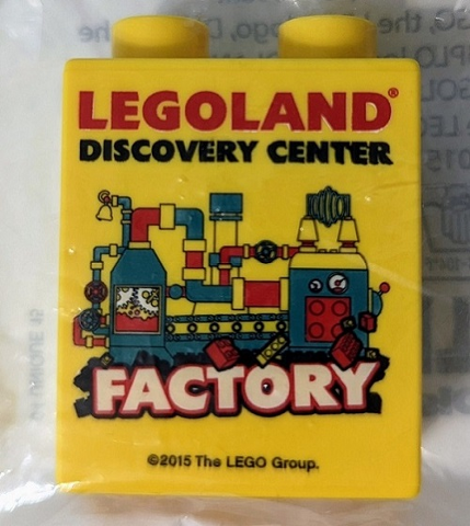 Duplo, Brick 1 x 2 x 2 with LEGOLAND Discovery Center Factory 2015 Pattern 1