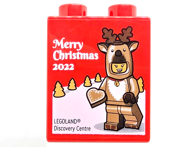 Duplo, Brick 1 x 2 x 2 with Merry Christmas 2022 LEGOLAND Discovery Centre Pattern