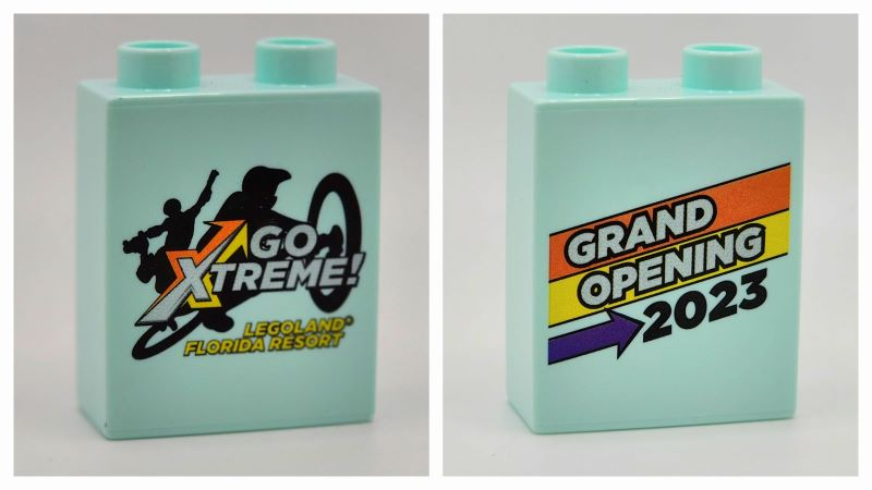 Duplo, Brick 1 x 2 x 2 with Go Xtreme Grand Opening 2023 LEGOLAND Florida Resort Pattern