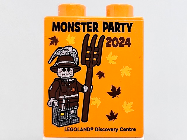 Duplo, Brick 1 x 2 x 2 with MONSTER PARTY 2024 LEGOLAND Discovery Centre Pattern