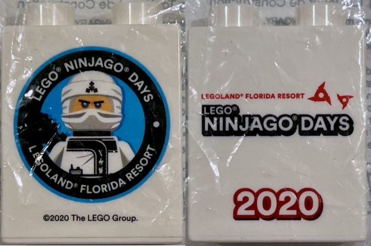 Duplo, Brick 1 x 2 x 2 with LEGO Ninjago Days 2020 LEGOLAND Florida Resort, Zane Minifigure Pattern