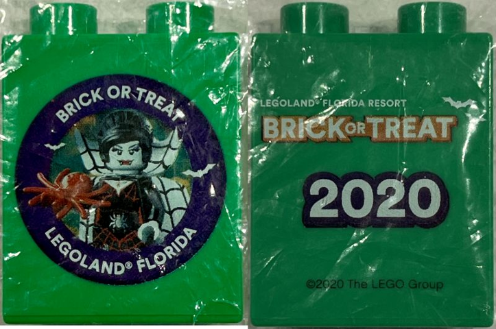 Duplo, Brick 1 x 2 x 2 with Brick or Treat LEGOLAND Florida Resort 2020 Pattern