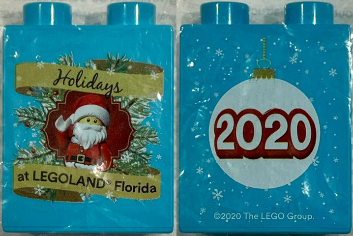 Duplo, Brick 1 x 2 x 2 with Holidays at LEGOLAND Florida 2020, Santa Claus Minifigure Pattern