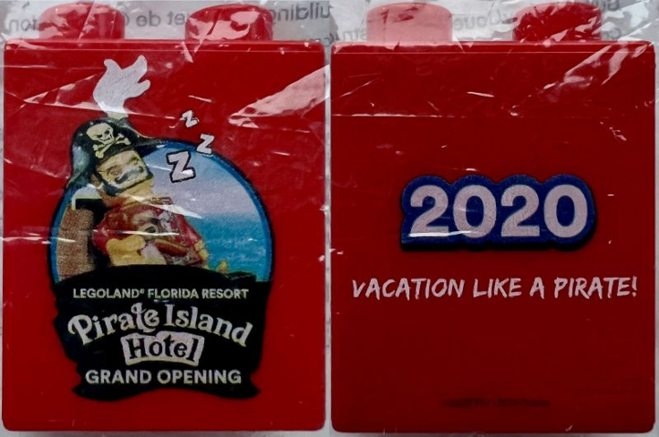 Duplo, Brick 1 x 2 x 2 with LEGOLAND Florida Resort Pirate Island Hotel Grand Opening 2020 Pattern