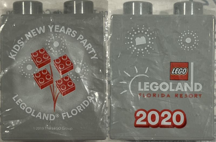 Duplo, Brick 1 x 2 x 2 with Kids' New Years Party LEGOLAND Florida Resort 2020 Pattern
