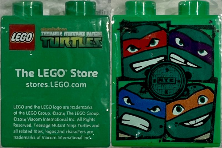 Duplo, Brick 1 x 2 x 2 with Teenage Mutant Ninja Turtles The LEGO Store stores.LEGO.com Pattern