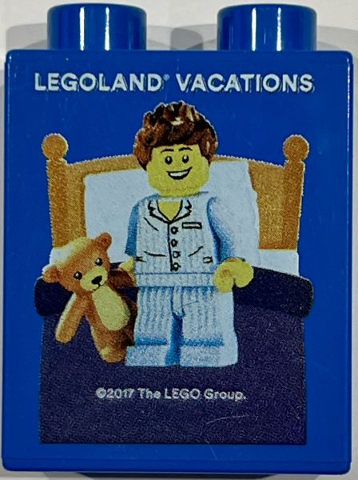 Duplo, Brick 1 x 2 x 2 with LEGOLAND Vacations, Sleepyhead Minifigure Pattern