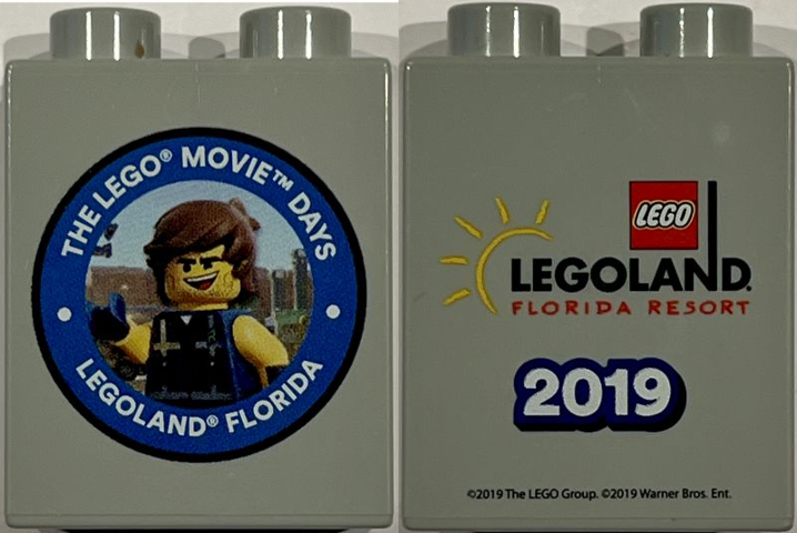 Duplo, Brick 1 x 2 x 2 with The LEGO Movie Days LEGOLAND Florida Resort 2019, Rex Dangervest Minifigure Pattern