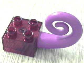 Duplo, Brick 2 x 2 with Rubber Tail Curled