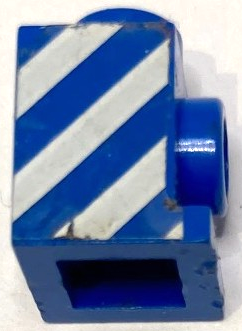 Brick, Modified 1 x 1 with Headlight with White Danger Stripes Pattern Model Right Side (Sticker) - Set 6653