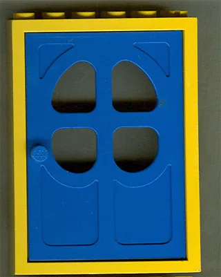 Door, Frame 2 x 6 x 7 with Blue Fabuland Door 1 x 6 x 7 with Round Pane in 4 Sections (4071 / 4072)