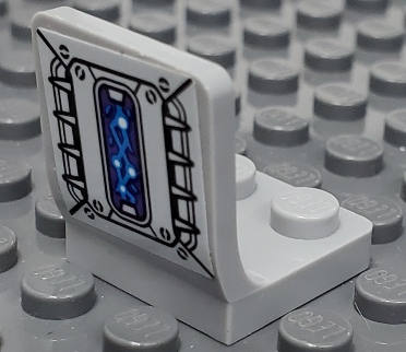 Minifigure, Utensil Seat / Chair 2 x 2 with Screws, Spikes, and Dark Azure Electrical Energy Pattern (Sticker) - Set 70429