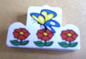 Brick, Modified 1 x 4 x 2 Center Stud Top with Butterfly and Flowers Pattern (Sticker) - Set 4165