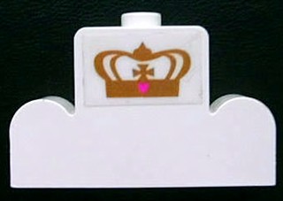 Brick, Modified 1 x 4 x 2 Center Stud Top with Gold Crown with Dark Pink Heart Pattern (Sticker) - Set 7582