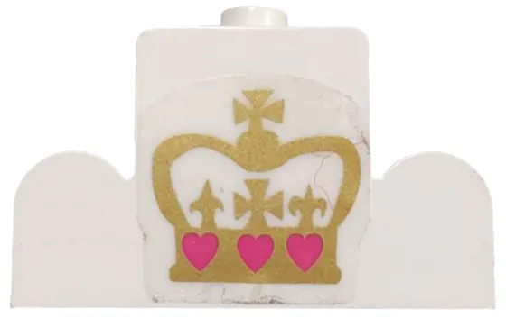 Brick, Modified 1 x 4 x 2 Center Stud Top with Gold Crown with Dark Pink Hearts Pattern (Sticker) - Set 7578
