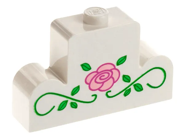 Brick, Modified 1 x 4 x 2 Center Stud Top with Rose and Vines Pattern