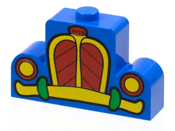 Brick, Modified 1 x 4 x 2 Center Stud Top with Red, Yellow, and Green Car Grille, Headlights, and Bumper Pattern