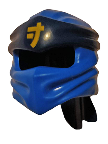 Minifigure, Headgear Ninjago Wrap Type 4 with Molded Dark Blue Headband and Printed Yellow Ninjago Logogram Letter J Pattern