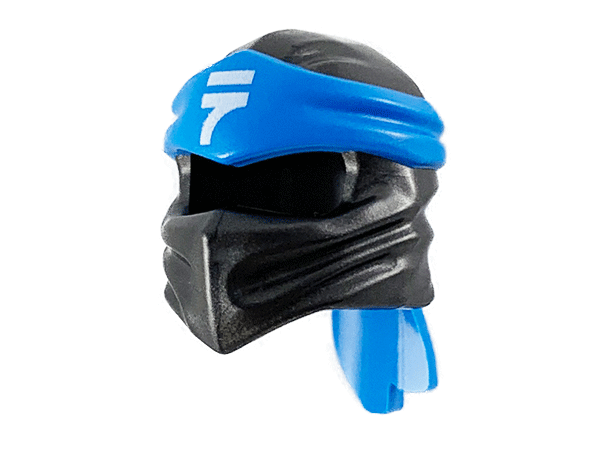 Minifigure, Headgear Ninjago Wrap Type 4 with Molded Dark Azure Headband and Printed White Ninjago Logogram Letter N Pattern