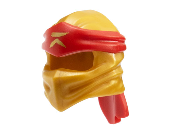 Minifigure, Headgear Ninjago Wrap Type 4 with Molded Red Headband and Printed Gold Ninjago Logogram Letter R Pattern