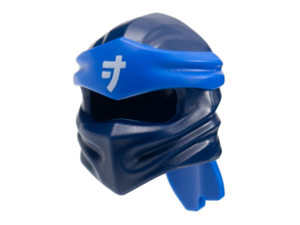 Minifigure, Headgear Ninjago Wrap Type 4 with Molded Blue Headband and Printed White Ninjago Logogram Letter J Pattern