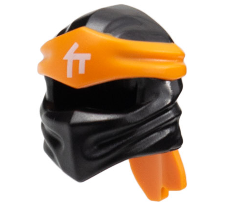 Minifigure, Headgear Ninjago Wrap Type 4 with Molded Orange Headband and Printed White Ninjago Logogram Letter C Pattern