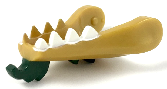 Dragon Head (Ninjago) Jaw Lower with White Teeth and Dark Green Beard and Spines Pattern
