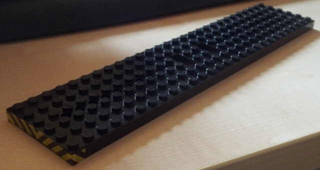 Train Base 6 x 28 with 10 Round Holes Each End with Black and Yellow Danger Stripes Pattern Both Ends (Stickers) - Set 7755