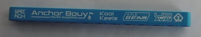 Technic, Liftarm Thick 1 x 13 with White 'WRENCH', 'Anchor Bouy', 'Kool Keels', 'AXLE BEAM' and 'UP AWAY' Pattern, Model Left Side (Sticker) - Set 42074