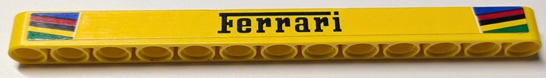 Technic, Liftarm Thick 1 x 13 with 'Ferrari' and Green, Yellow, Black, Red, and Blue Stripes Pattern (Sticker) - Set 42125