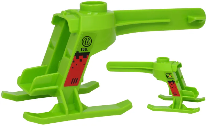 Flying Helicopter Model Body with 'FUEL', Warning Sign and Black Lines on Red and Lime Background Pattern on Both Sides (Stickers) - Set 60260