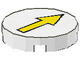 Tile, Round 2 x 2 with Yellow Arrow with Black Outline Pattern