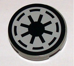 Tile, Round 2 x 2 with SW Galactic Republic Logo on Light Gray Background, Black Border, Thick Gaps Pattern (Sticker) - Set 4482