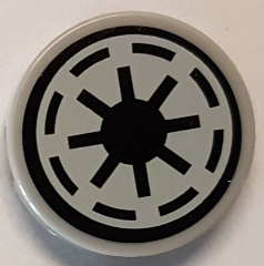 Tile, Round 2 x 2 with SW Galactic Republic Logo on Light Bluish Gray Background, Black Border, Thick Gaps Pattern (Sticker) - Set 75019