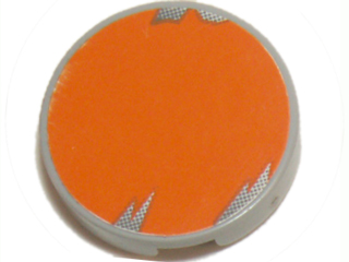 Tile, Round 2 x 2 with Orange Circle with Blotchy Gray Edge Pattern (Sticker) - Set 6208