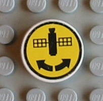 Tile, Round 2 x 2 with Satellite and Two Arrows Pattern (Sticker) - Set 8480