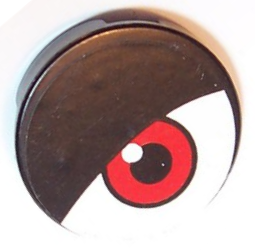 Tile, Round 2 x 2 with Eyelid and Red Eye on White Background Pattern Model Left Side (Sticker) - Set 8277